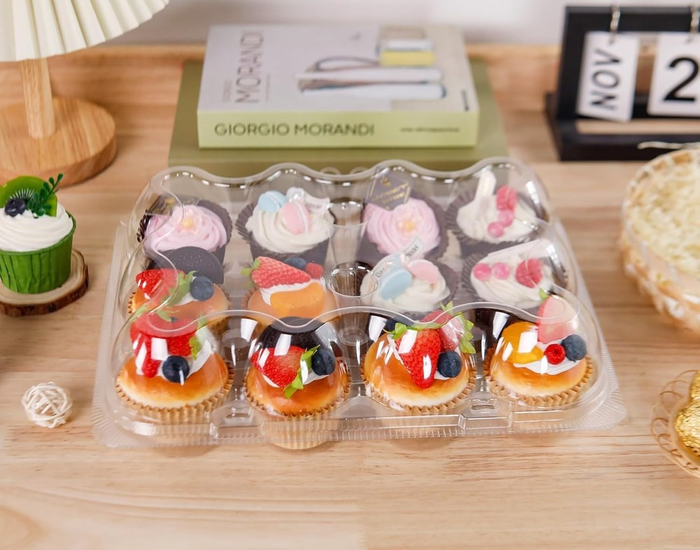 12-Pack Stackable Cupcake Boxes with Tall Dome Lids - Perfect for Events