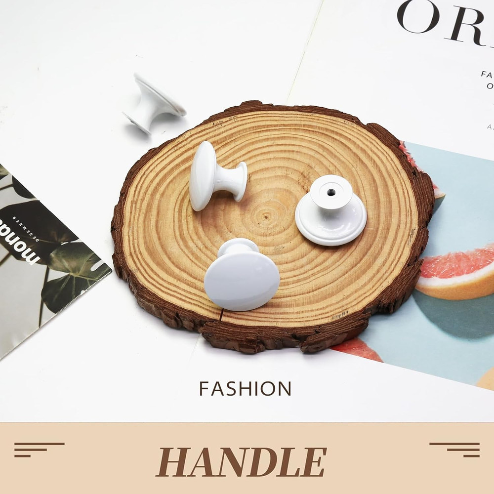 12 Pcs White Cabinet Knobs Metal Round Dresser Handle Knobs 1.18" Diameter Kitch