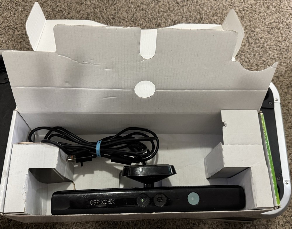 Microsoft Kinect Black For Xbox 360 With Kinect Adventures Game!