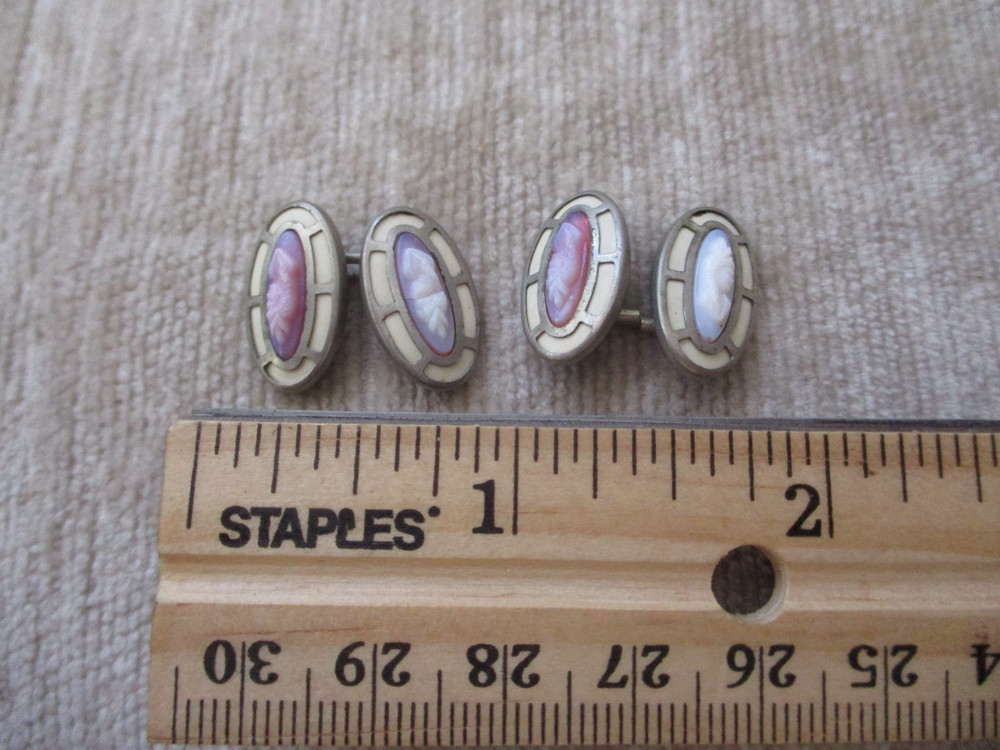 Antique Victorian Cameo Cuff Links Unique