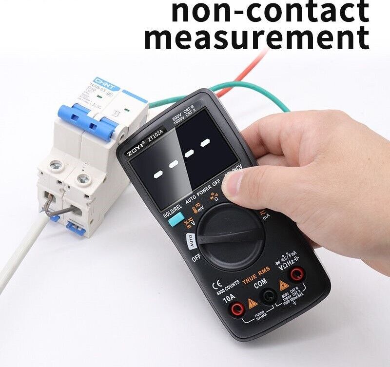 Digital Multimeter AC/DC Ammeter Auto Ranging T-RMS LCD Smart Diode Tester 6000