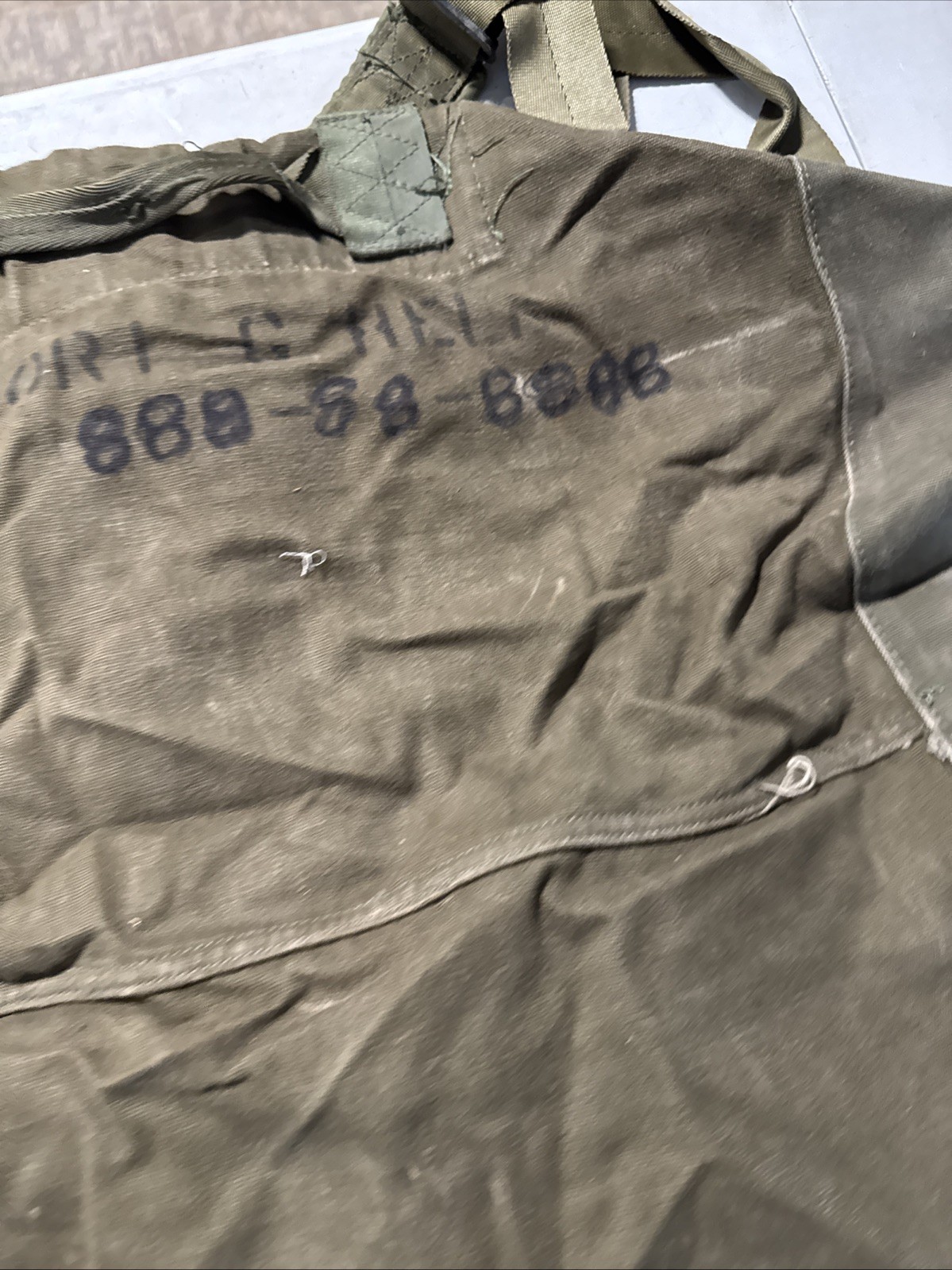 Vintage Military Canvas Duffle Bag US Army Green Carryall Sack Backpack