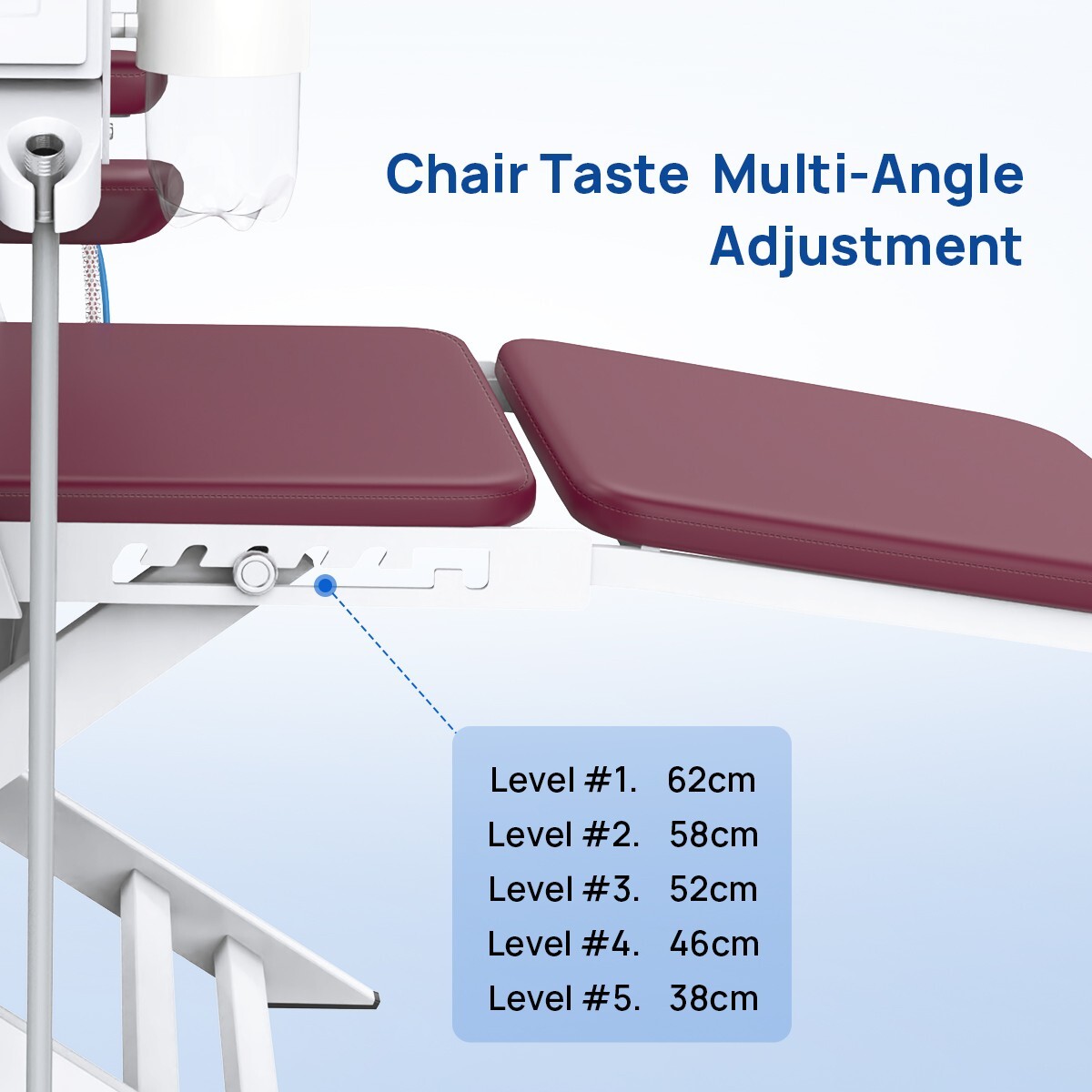 Portable Dental Folding Chair+LED Light+Air Turbine Unit+Weak Suction Burgundy