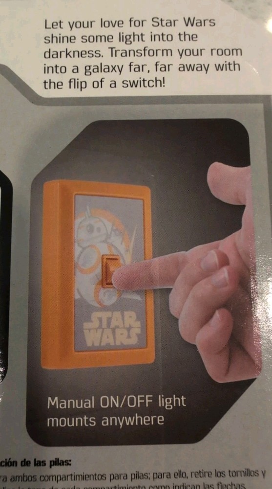 Star Wars Switch LED Night Light, Manual On / Off Switch New