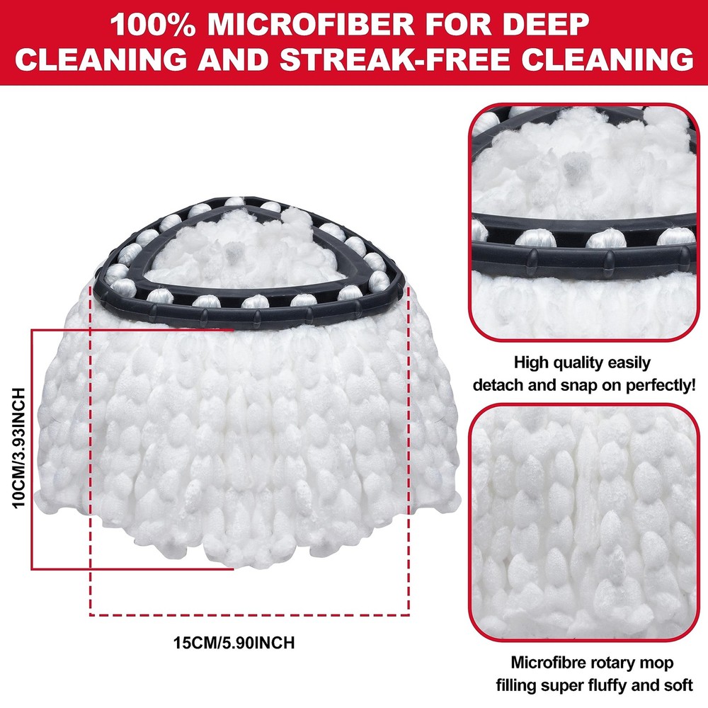Spin Mop Replacement Heads – 4-Pack Spin Mop Refill Compatible with O-Ceda