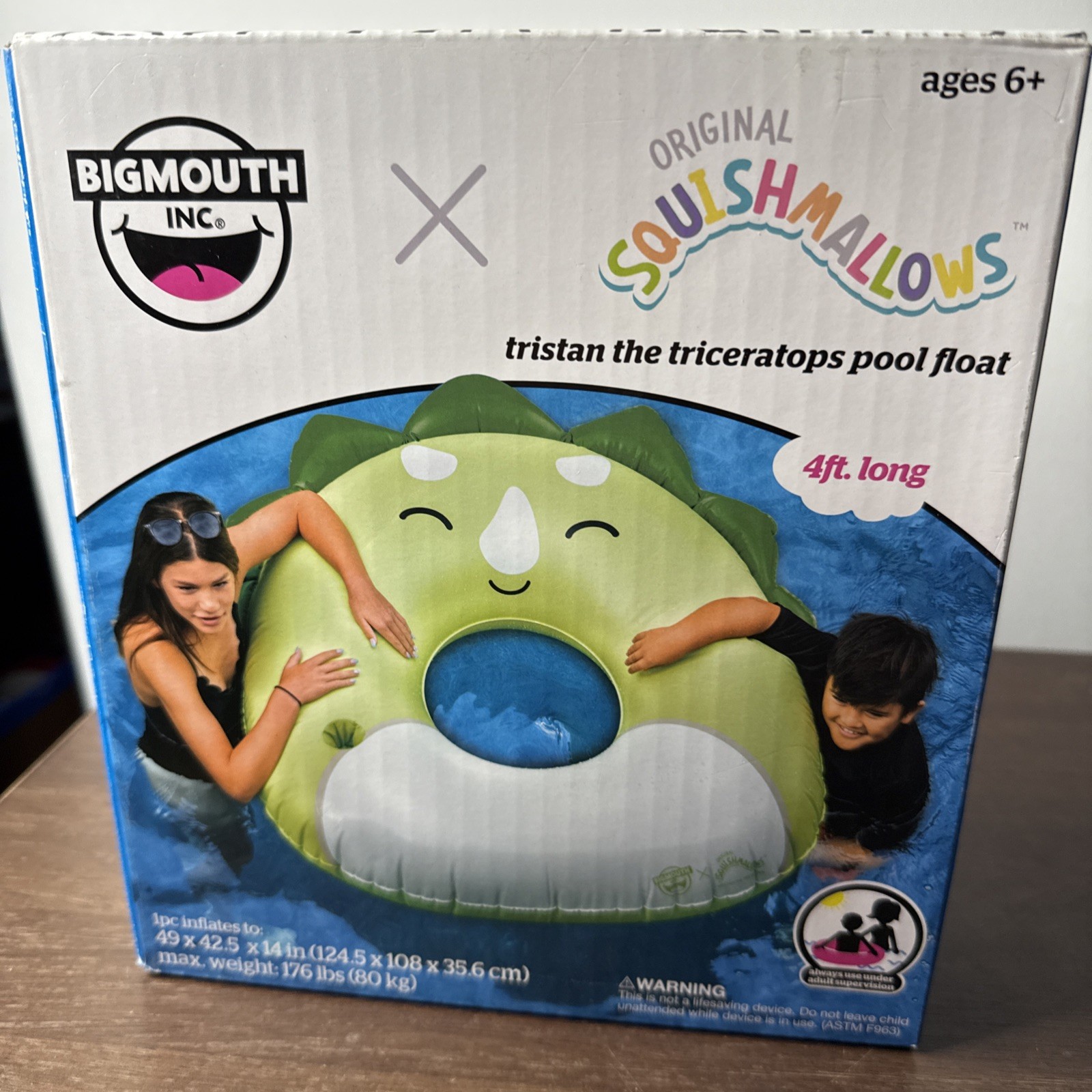 NIB Squishmallows Pool Float Tristan The Triceratops Beach Summer Cup Holder
