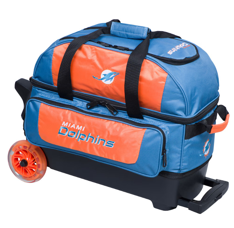 Miami Dolphins Two-Ball Roller Bowling Bag - Aqua