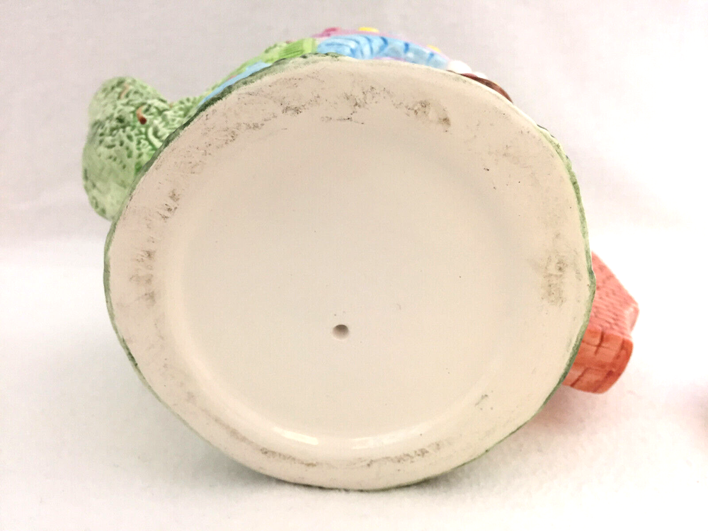 Tea Pot Easter Bunny Eggs Tree House Ceramic Bright Pastels Decorative Use Only