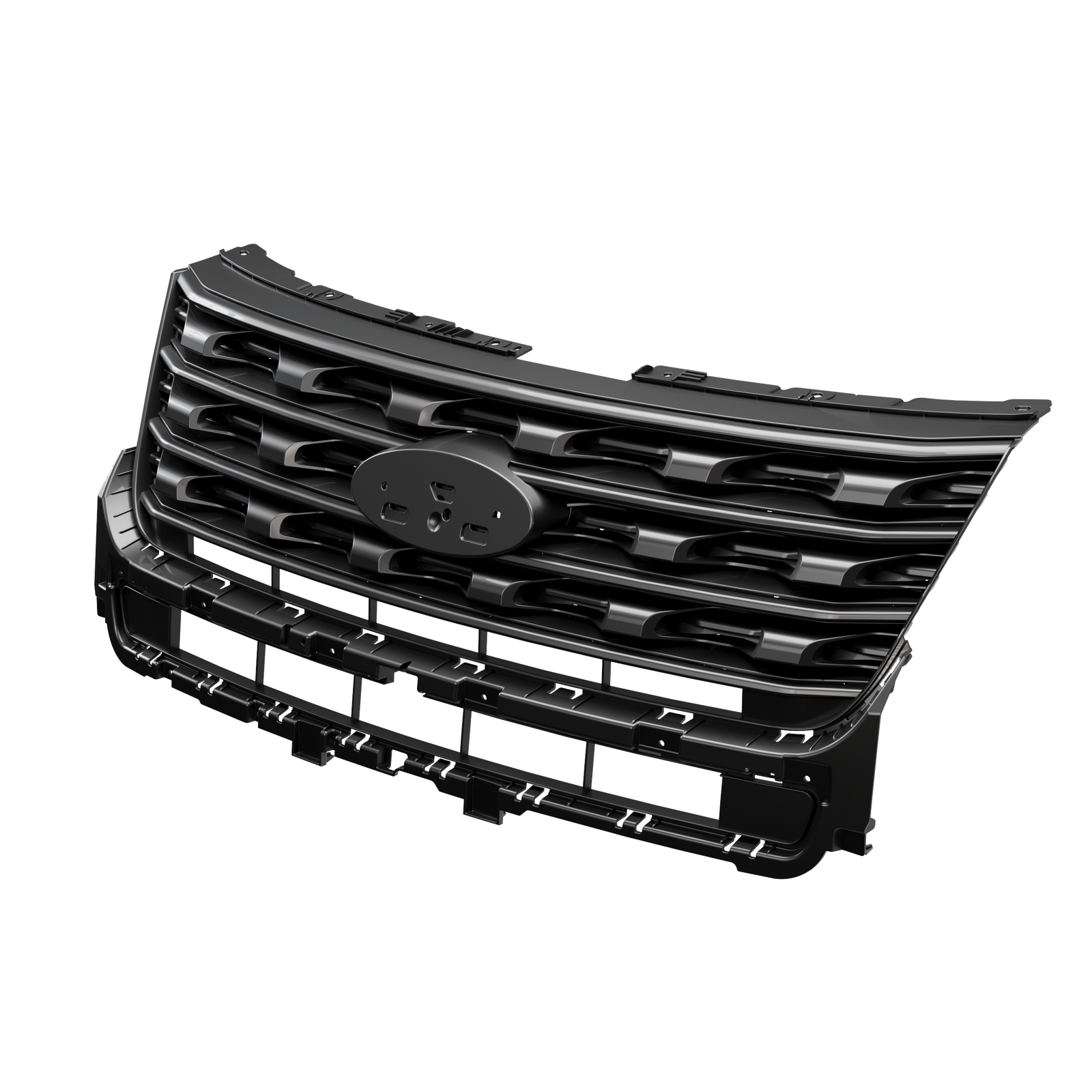 For Ford Explorer 2016 2017 Front Bumper Upper Grille Glossy Black Painted