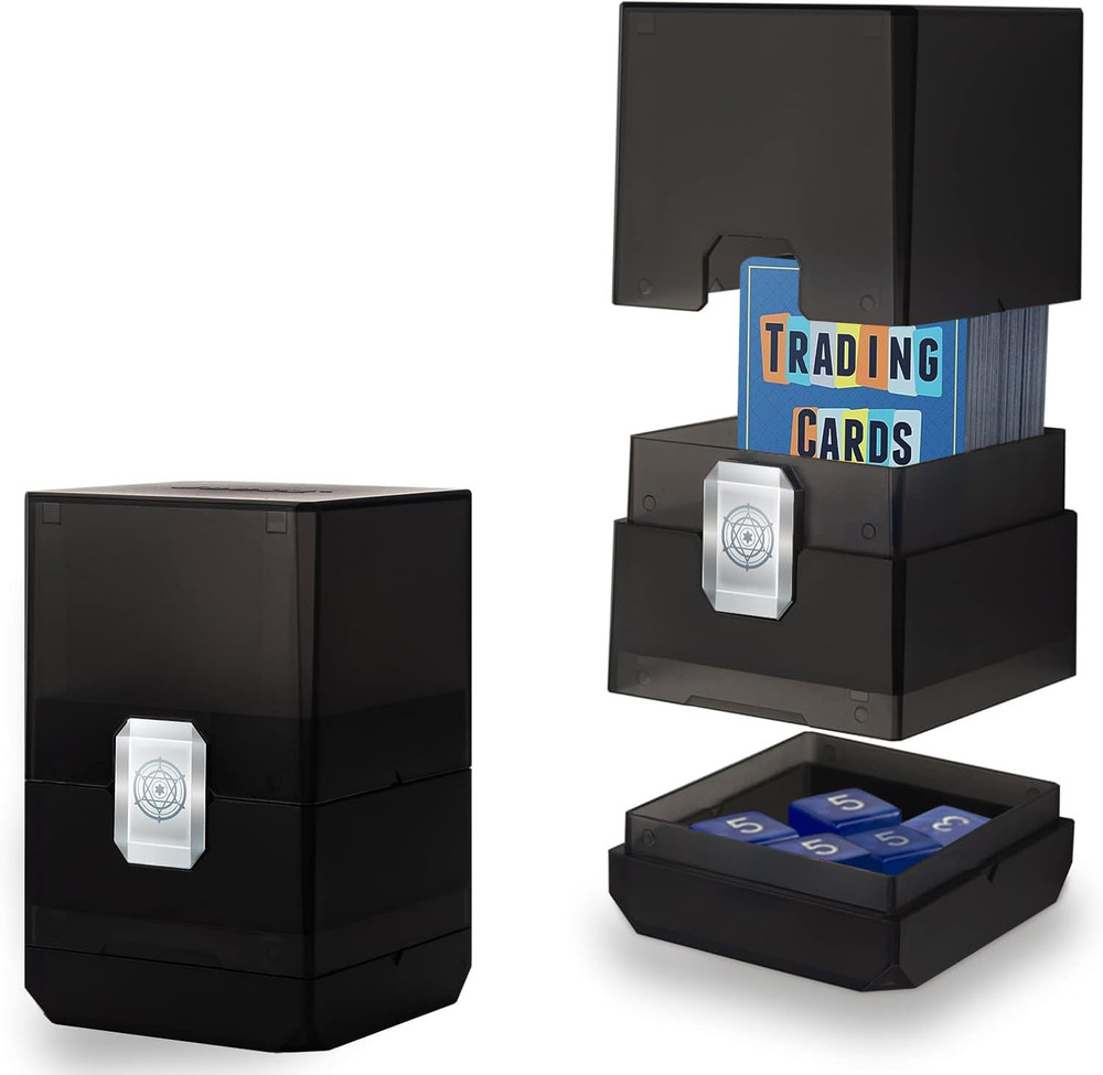 Deck Card Box with Dice Storage, 100+ Deck Case Holder, Translucent Trading Card