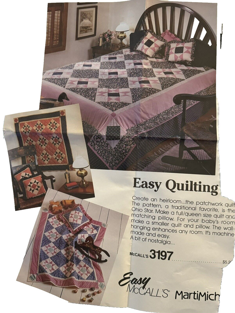 Vtg McCall's Crafts MartiMichell pattern 3197 Patchwork Quilts, Wallhanging unc