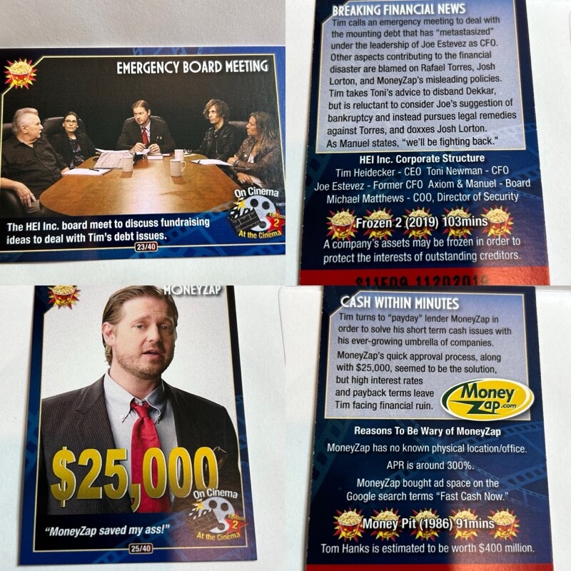 On Cinema at the Cinema Second Edition 2 Trading Cards You Pick 'Em