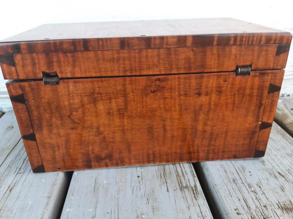 Antique REPRO 19th Tiger Maple Document Box