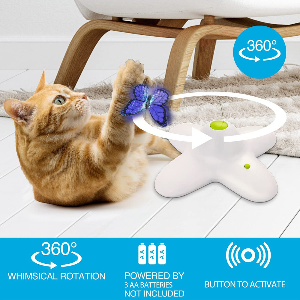 Cat Toys Interactive Butterfly Flutter Bug Cat Automatic Toy Stimulating Kitty T