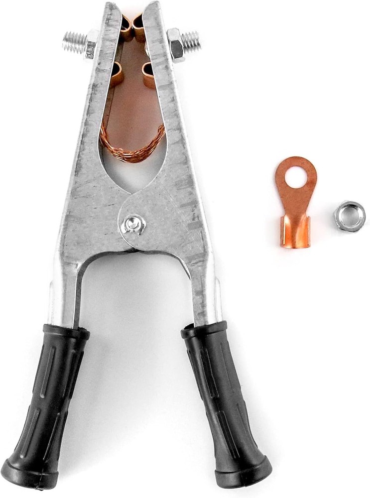 QWORK Welding Ground Clamp, 2 Pack 500AElectroplated 2 Pack, Silver, Black