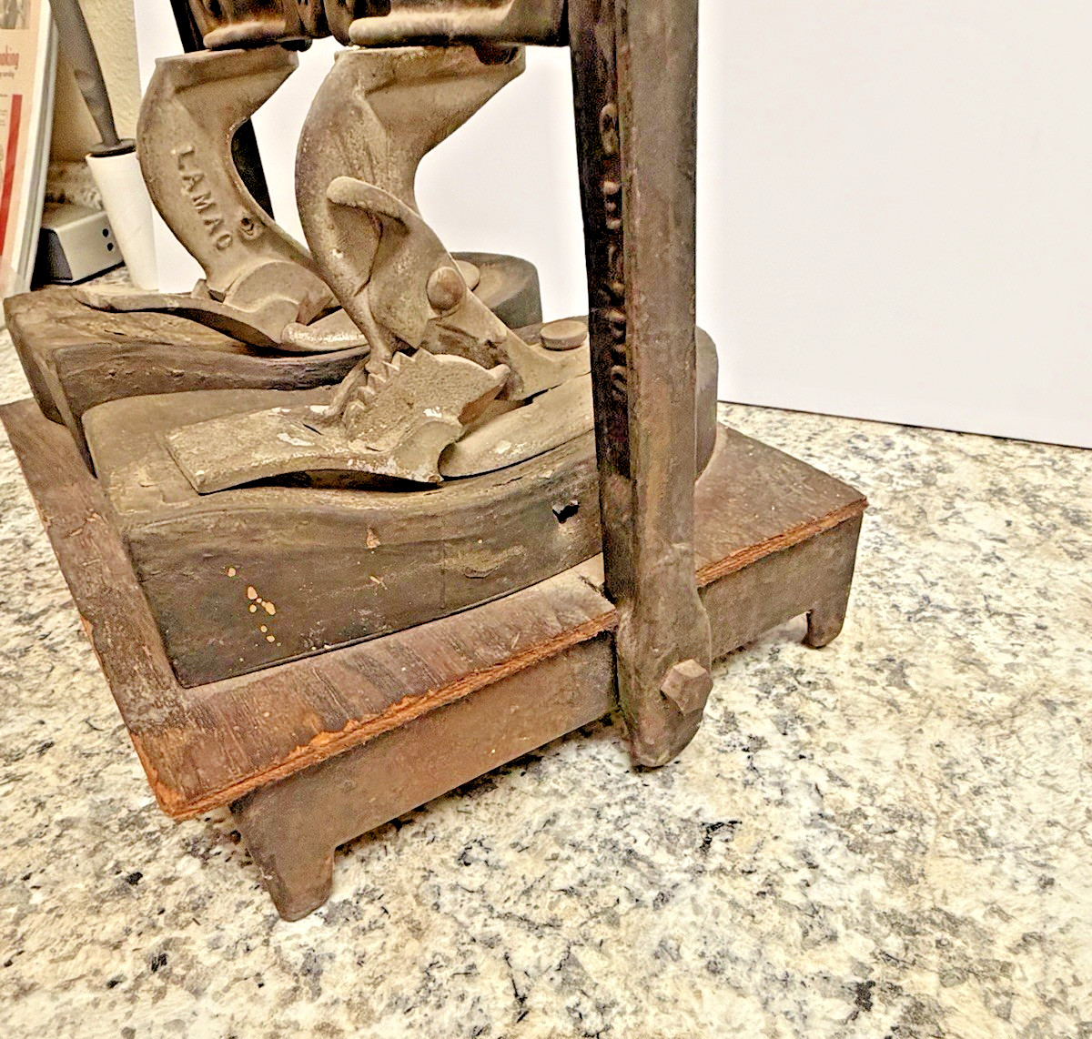 Antique Cast Iron Shoe Form Mold Press Cobbler Repair CL HUNTOON LOS ANGELES