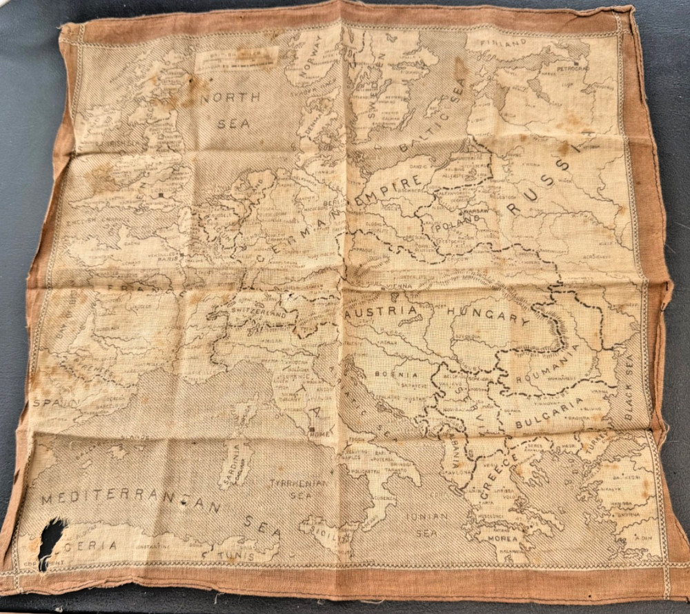 WW1 Map Handkerchief Europe German Empire Austria Hungary Balkans souvenir