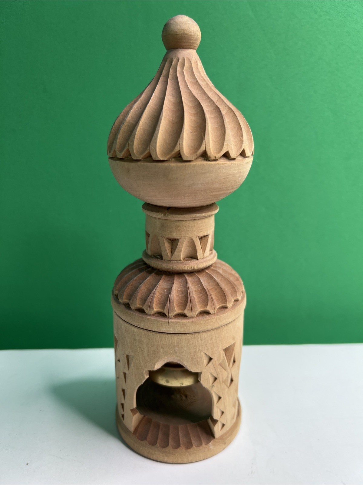 Vintage Hand Carved Wood Russian Bell Folk Art Souvenir 8.5 Inches