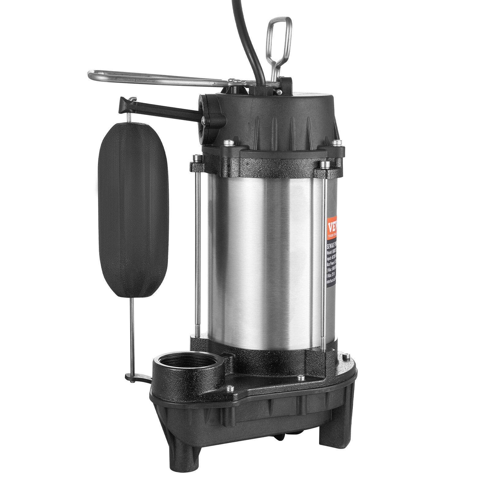 VEVOR Submersible Sewage Pump Water Pump 0.75HP 5000GPH 28 ft Lift for Basement