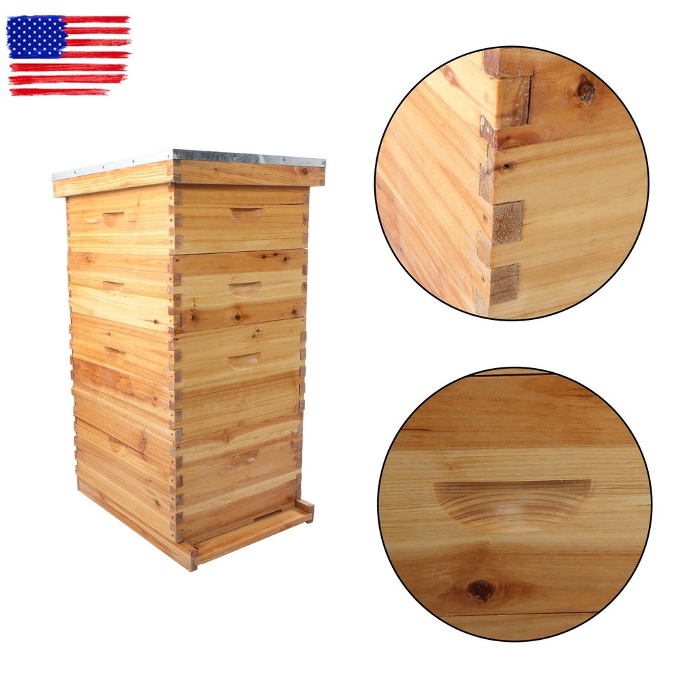Bee Hive Beeswax Coated Includes Beehive Frames and Foundations 4 Layer 10-Frame
