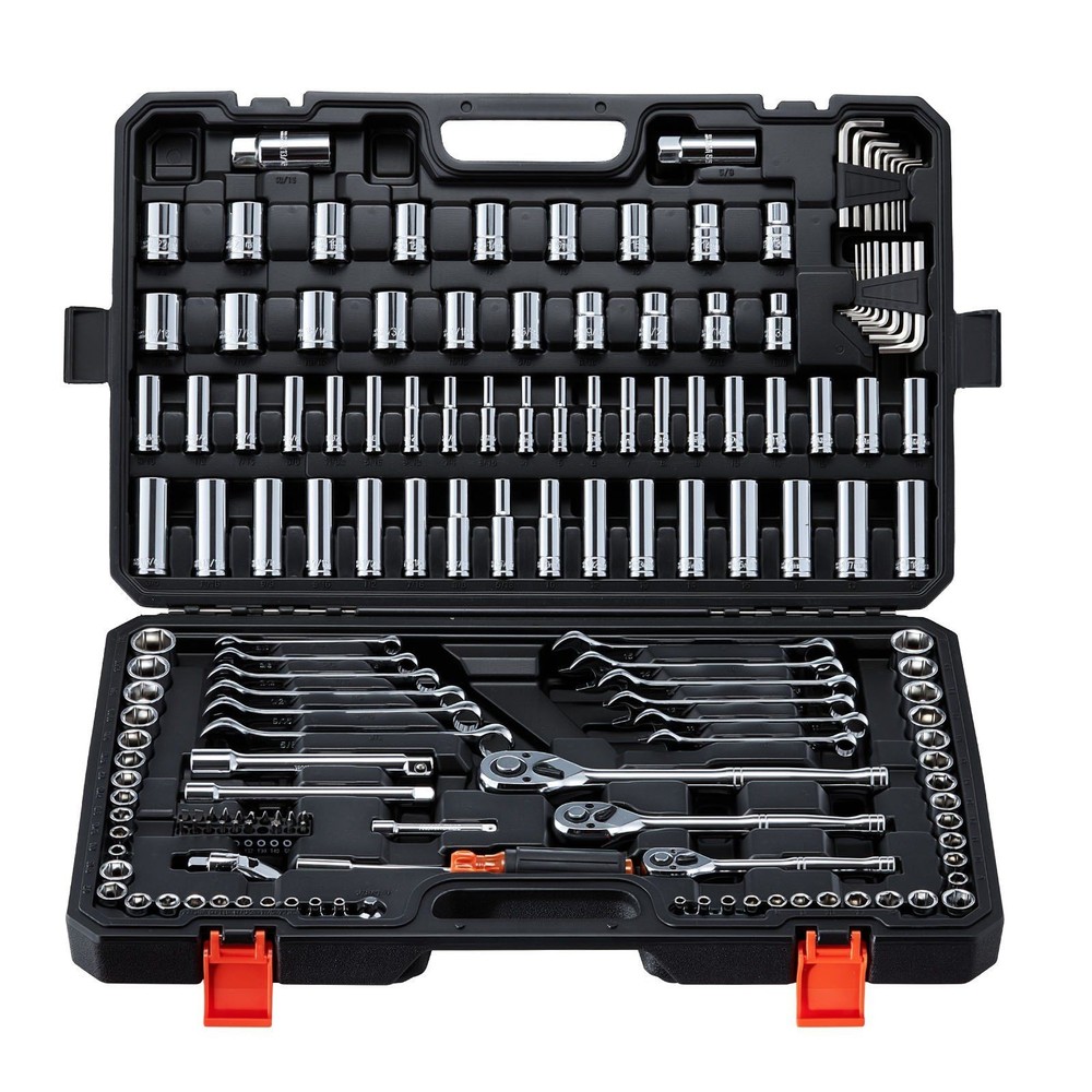 159-Pc Auto Tool Kit: 6-Point Sockets, Wrenches, Screwdriver Bits & Storage Case
