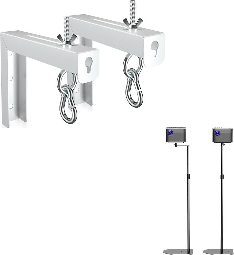 Projector Screen Wall Mount & 2-In-1 Projector Stand Bundle