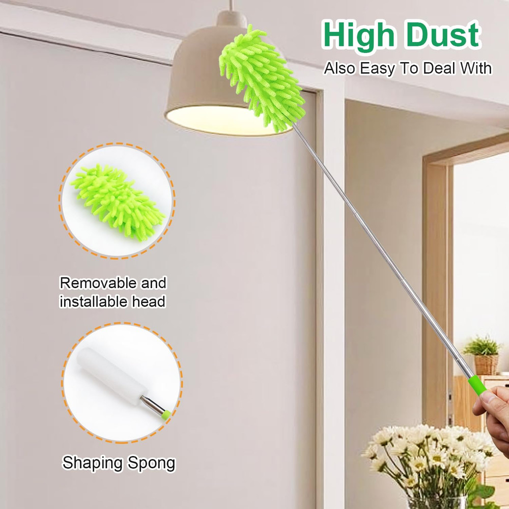2 Pack Extendable Microfiber Feather Duster for Cleaning, Washable Dusters, up t
