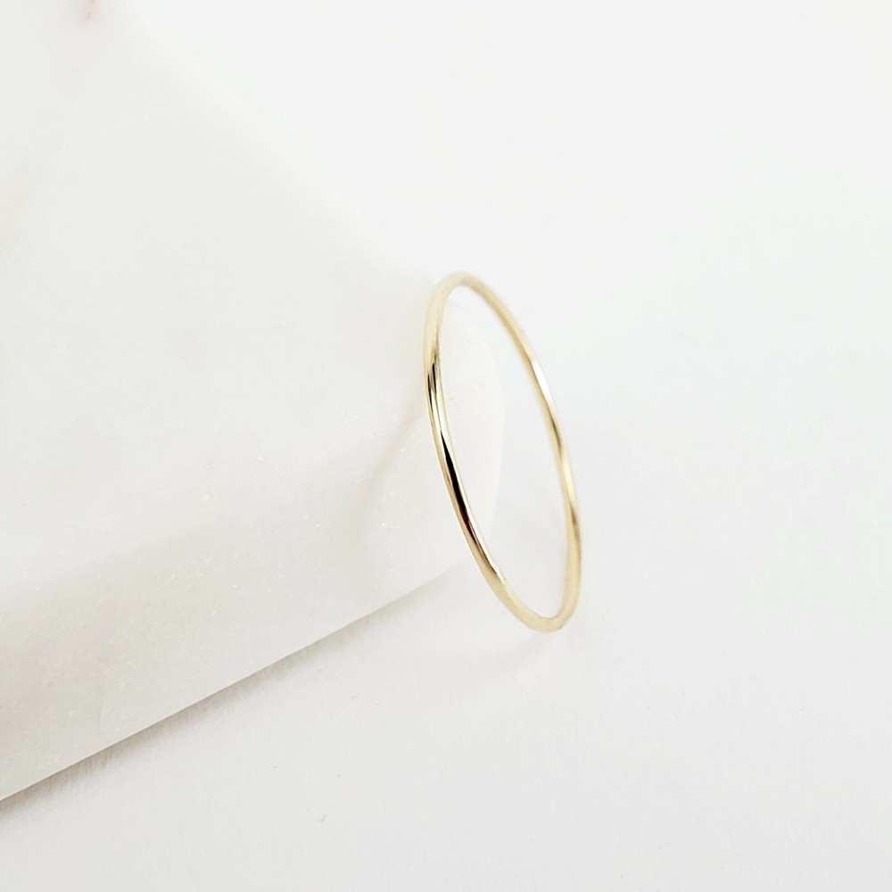 10k Solid Gold Very Thin Stackable Ring, 10k Yellow White Rose Ultra Thin Rings