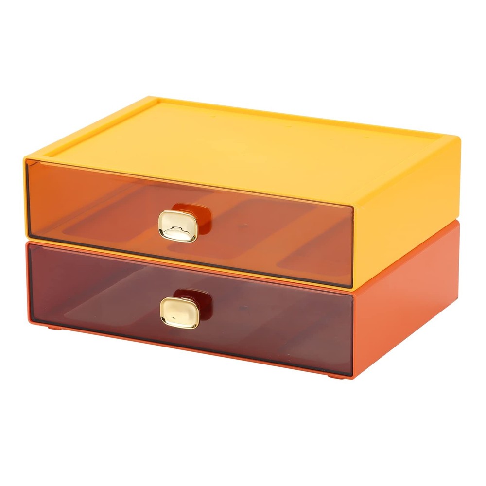 Spacious Desktop Storage Box, 2 Large Storage Drawers, Stackable Office Desk ...