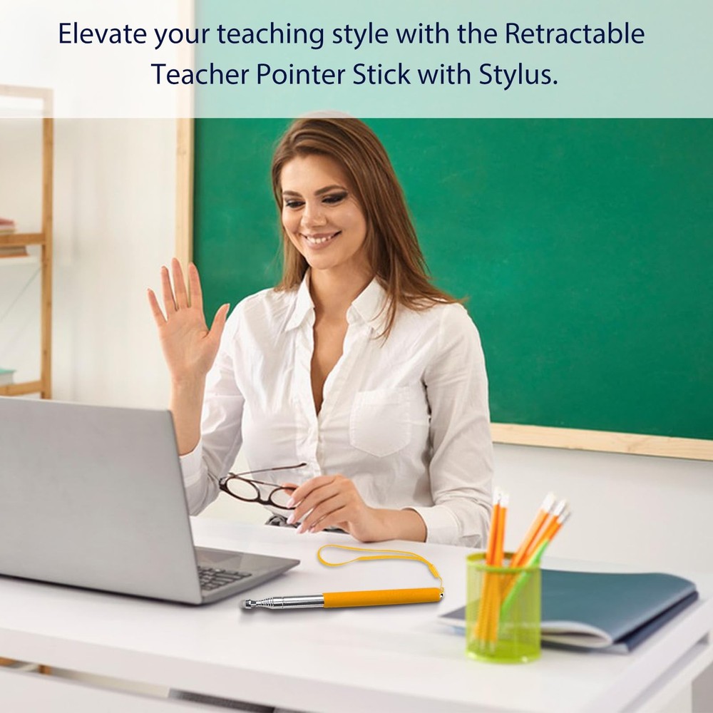 Retractable Teacher Pointer 𝟑𝟗.𝟓'', Stick with 𝗦𝘁𝘆𝗹𝘂𝘀 Orange
