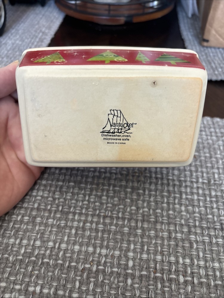 Nantucket Christmas Trees mini ceramic loaf pan.