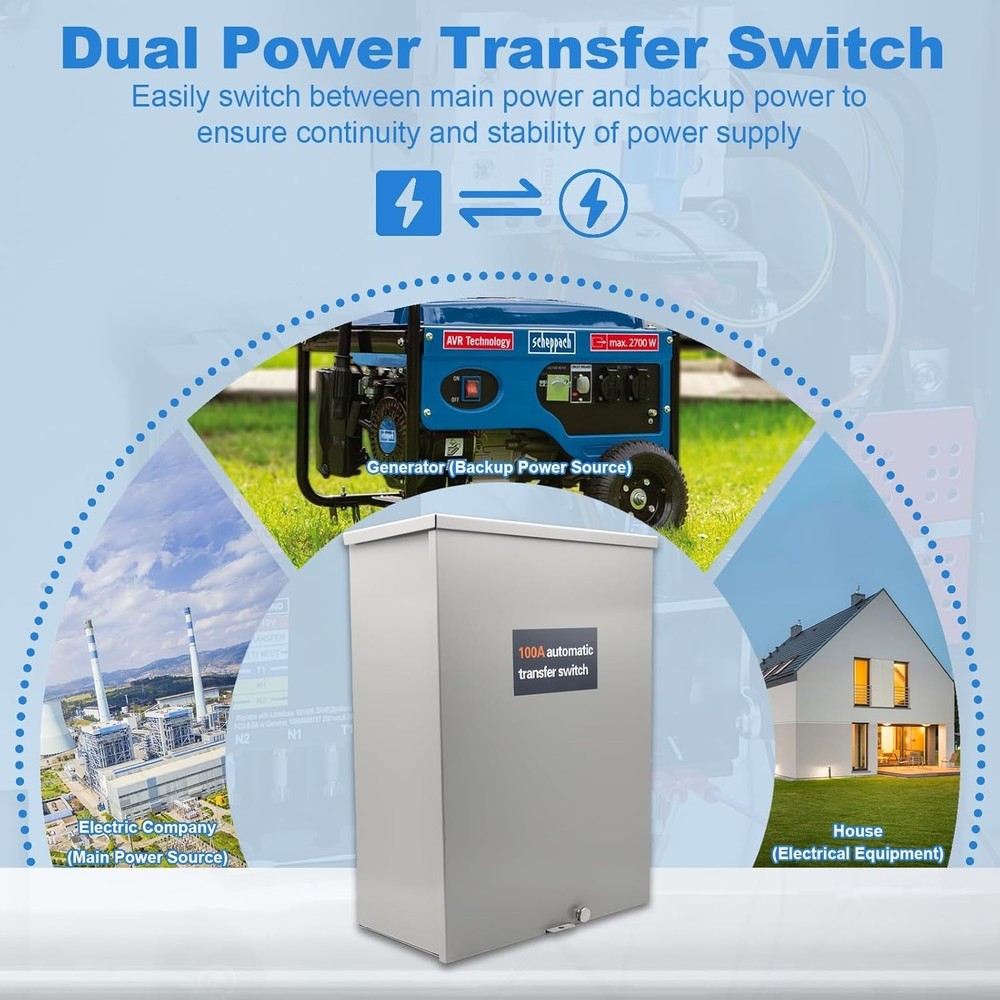 Automatic 225A Generator Transfer Switch,General-Duty Double-Throw Safety Switch