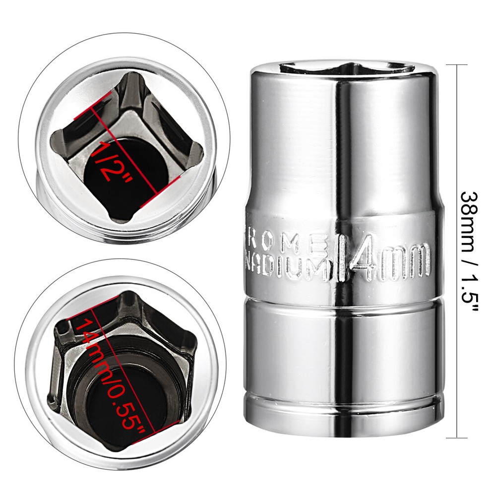1/2-inch Drive 14mm 6-Point Shallow Socket
