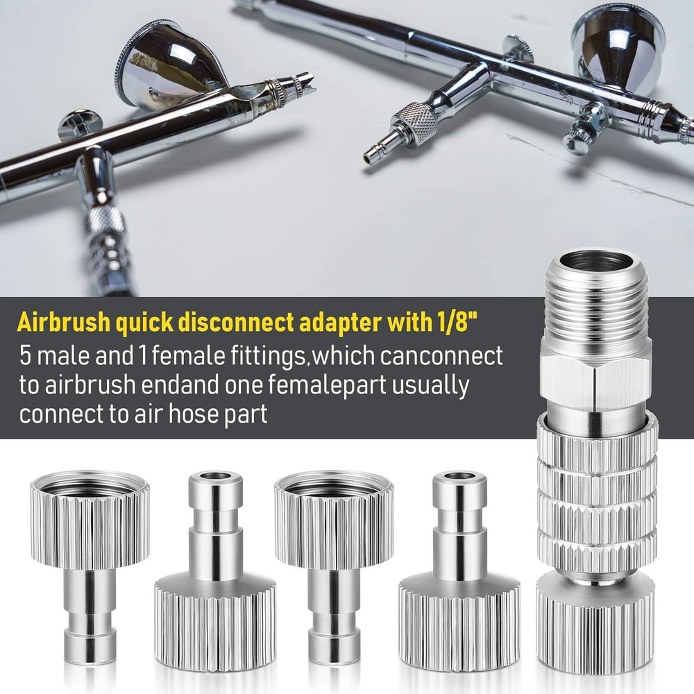 Durable 1/8 Inch Airbrush Adapter Set with Quick Release for Easy Tool Changes