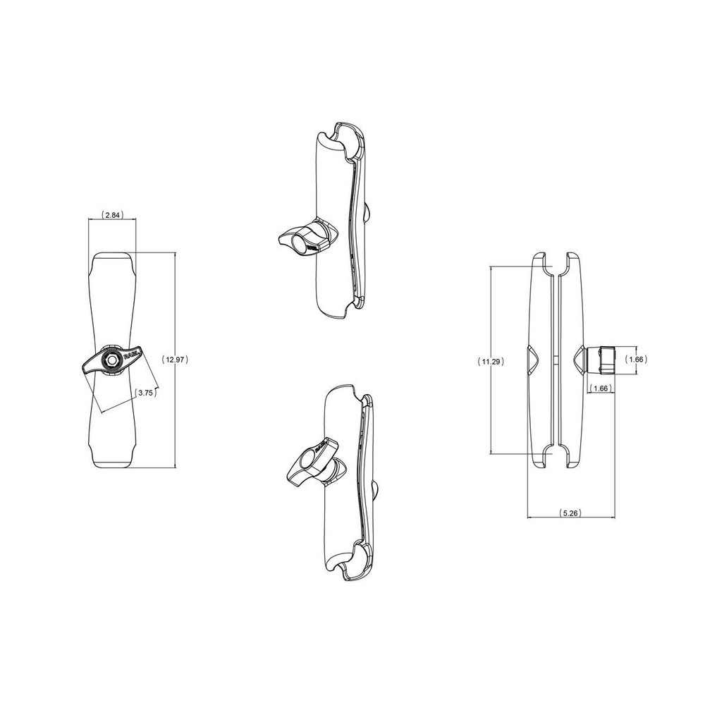 RAM-D-201U-E RAM Double Socket Arm - D Size Long...