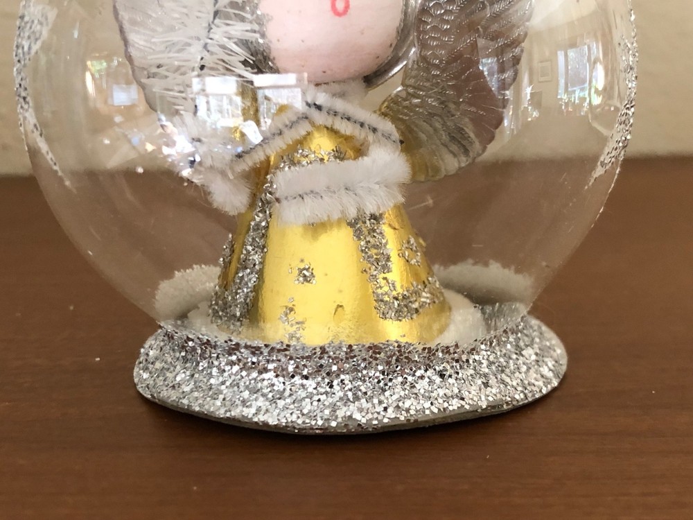 Vintage Angel Inside Glitter Globe Ornament