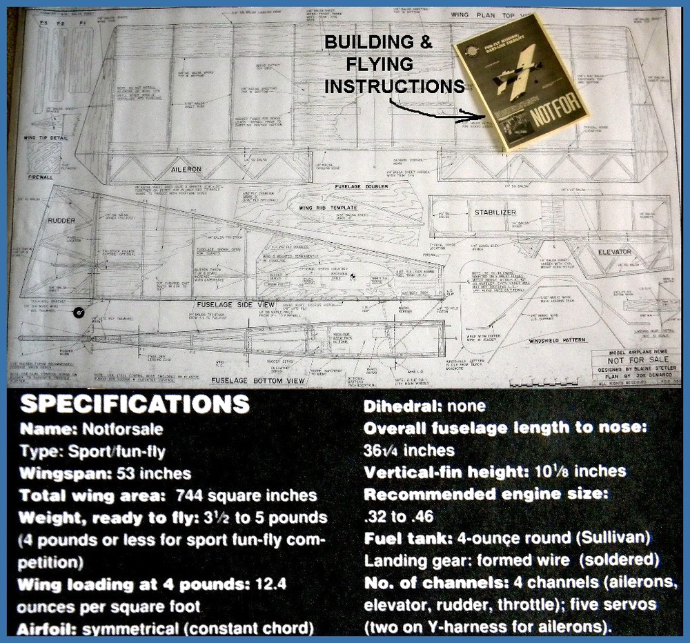 RC Printed plans and Patterns NOTFORSALE Including instructions wingspan 53"