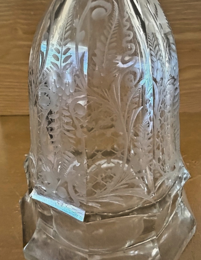 Antique German 925 Sterling Silver Cut Glass Decanter