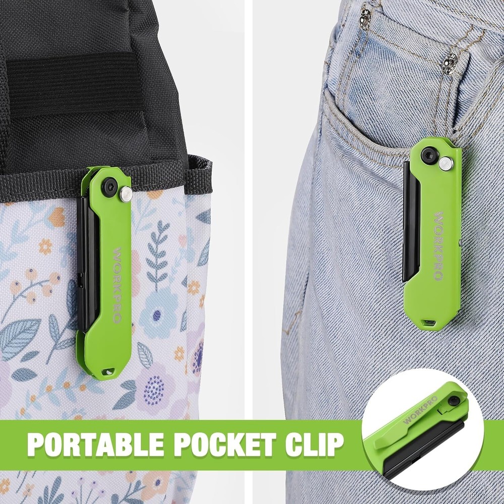 WORKPRO Folding Utility Knife 3-Pack Set Box Cutter with Quick Change Blade NEW