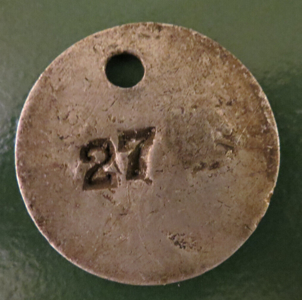 GRIMETHORPE Colliery Pit Check Tally - marked GRIMETHORPE COLLIERY 27