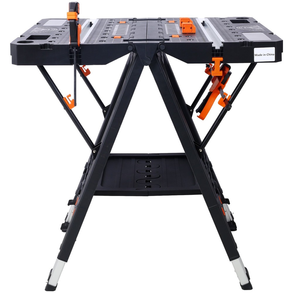 Portable Folding Work Table Sawhorse Workbench 2-in-1 Large Load Capacity