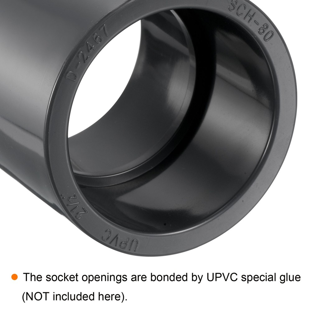 UPVC Pipe Fitting 2-1/2" Program Socket 80.2pcs Straight Joint Adapter, Grey
