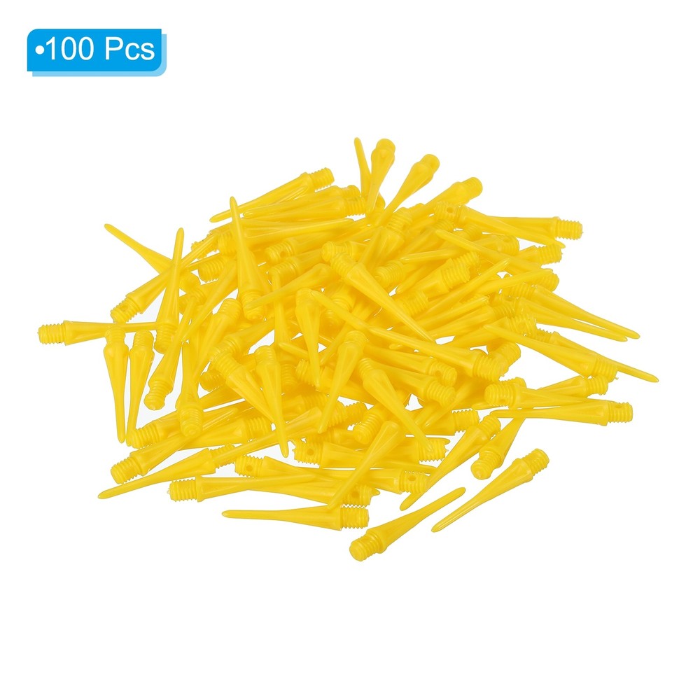 Plastic Dart Tips, 100 Pack 2BA Thread Soft Dart Tips Plastic Tip, Yellow