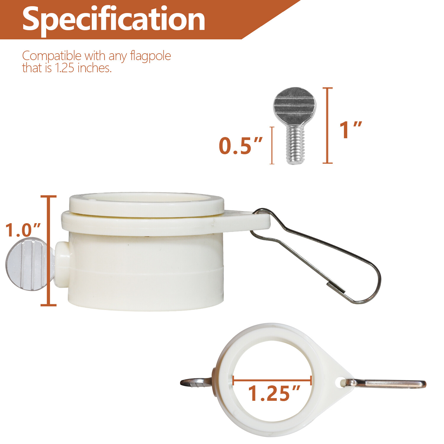 2Pcs Tangle Free Flag Pole Mounting Ring Clip - Rotating Flapole Mounting Rings