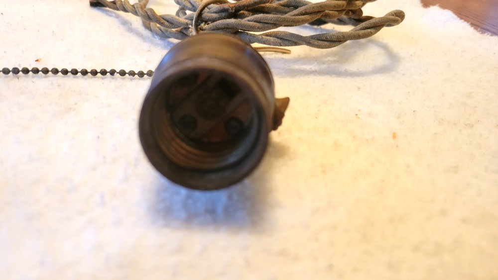Vintage Paulding Light Socket Pull Chain 6' Twisted Cloth Covered Wire PullChain