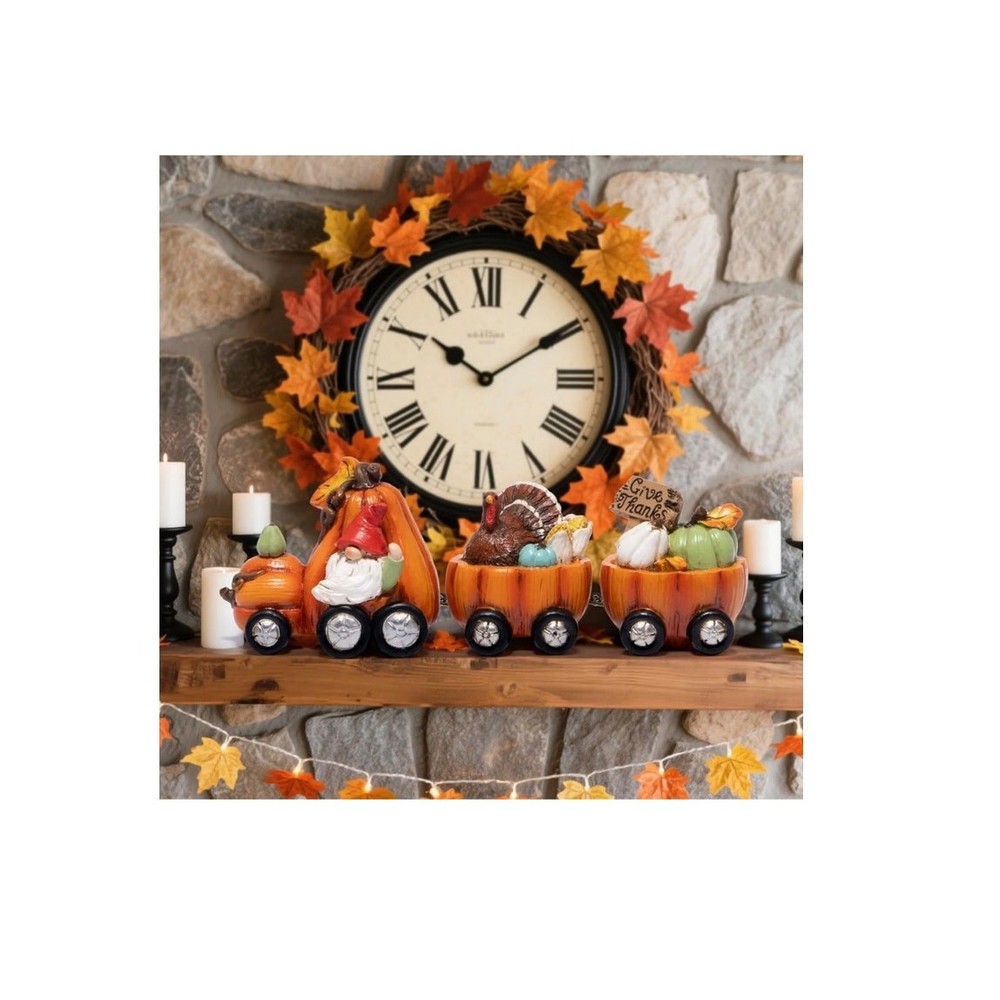 Pumpkin Express Train decorative figurine set