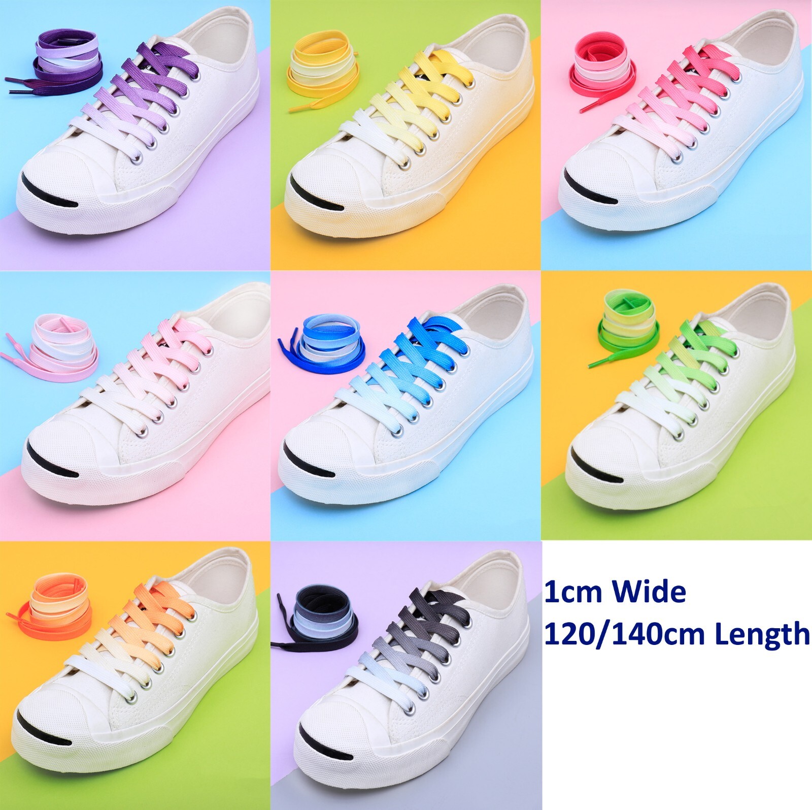 Fat Shoelaces Flat Wide 1cm/2cm 120/140/160cm Color Boot Shoe Laces Sneakers