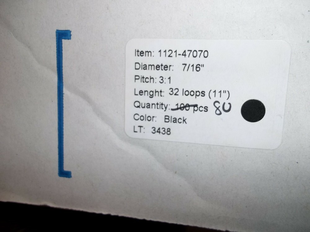 80 PIECES MASTER LOOP DOUBLE LOOP 7/16" 3:1 32 LOOP BLACK SPIRAL BINDING (874)