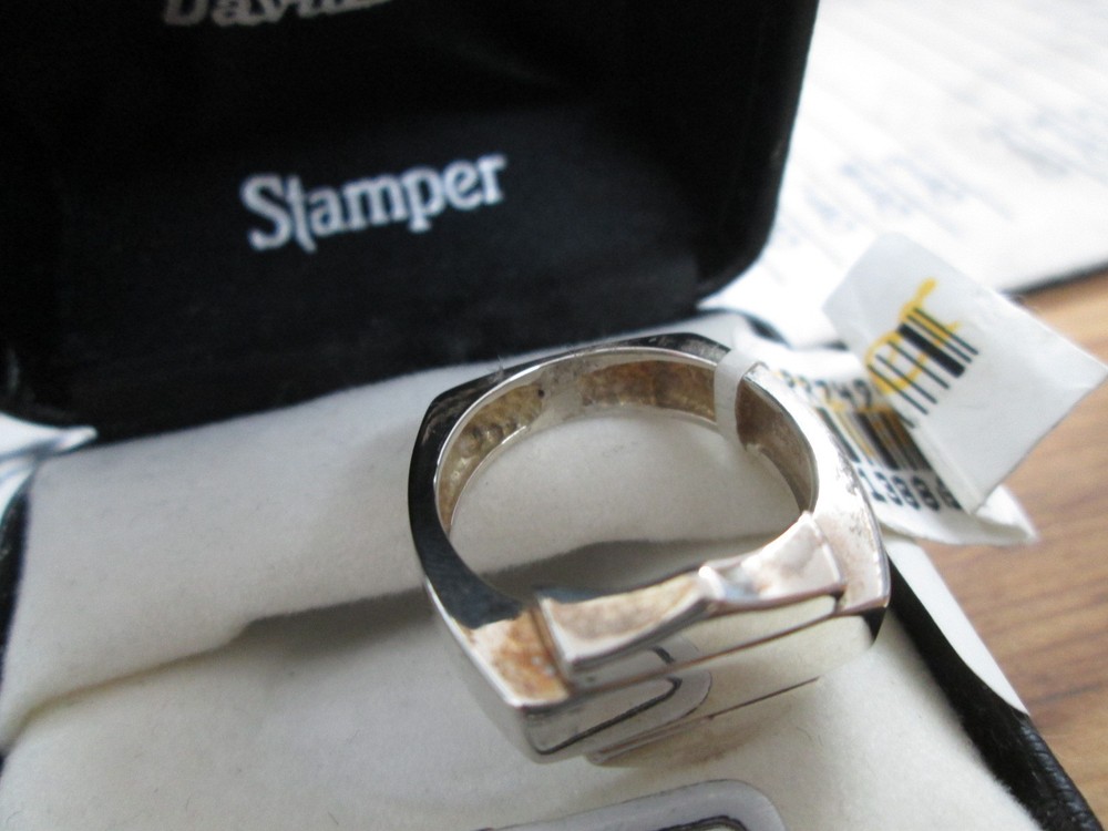 Harley Davidson Stamper Platinet Solid Silhouette Square B&S Emblem Ring PR7494