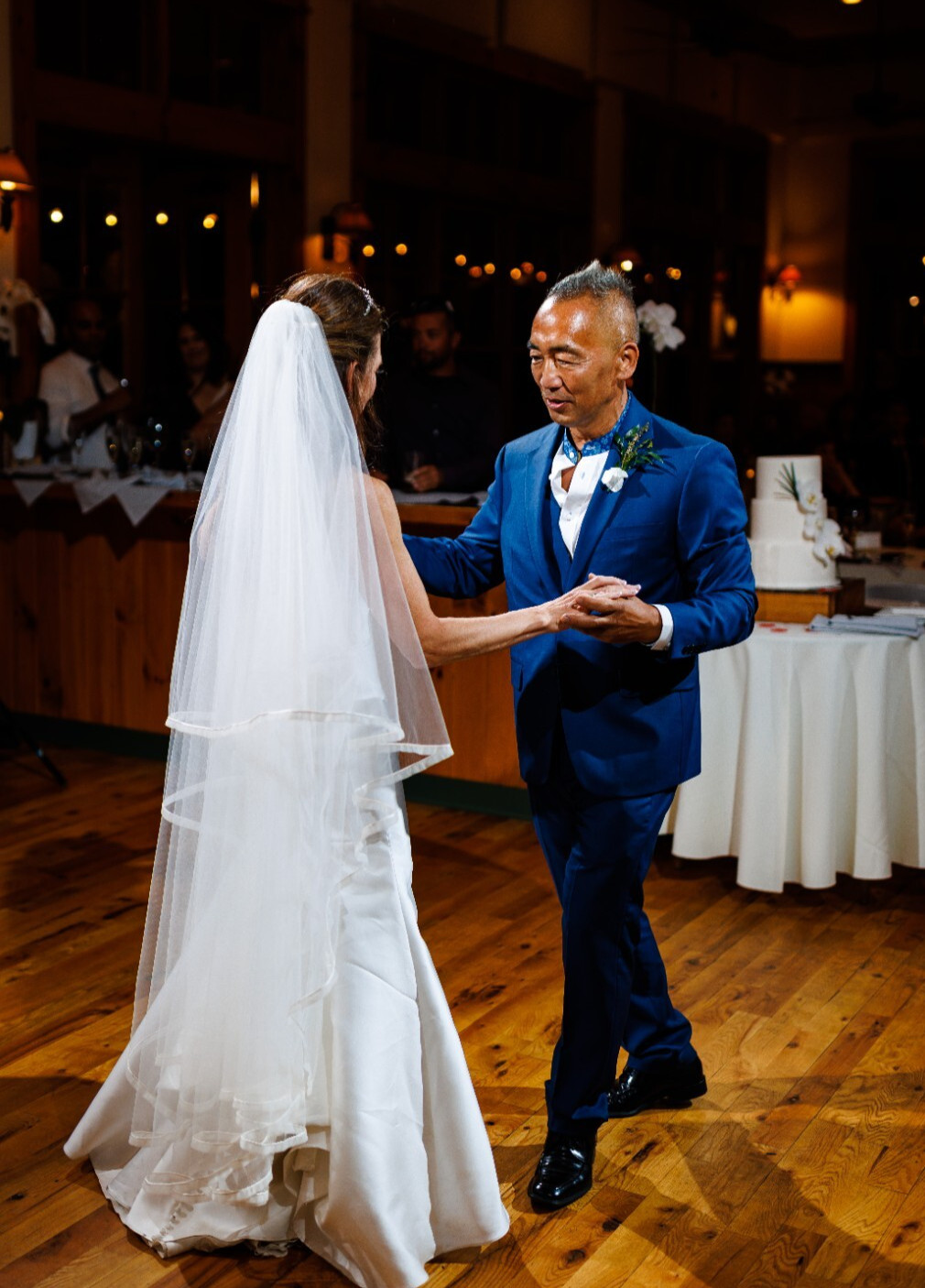 wedding veil chapel length Peter Langer off white with delicate rope trim